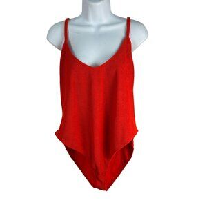 Good American Red Knit Womens Bodysuit Size 7/8 Adjustable Straps